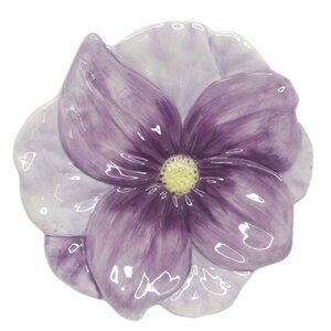 Collectible Floral Ceramic Purple Flower Plate For Decoration 8"1/4 New